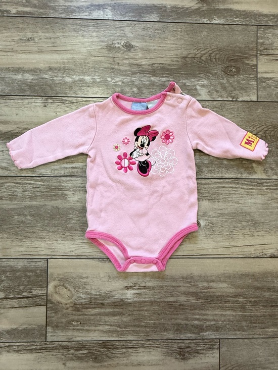Disney Other - Disney Pink Minnie Mouse Embroidered Long-Sleeve One-Piece Bodysuit